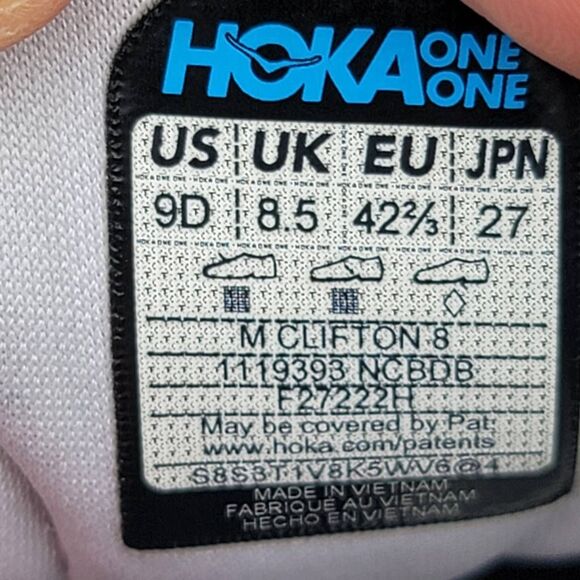 Hoka One One Clifton 8 - Men's running shoes- Size 9D - Picture 11 of 11